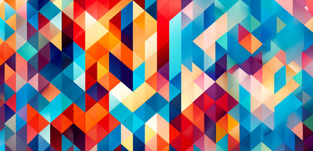 Vibrant Geometric Design with Futuristic Polygon Patterns created with Generative AI technologyの素材