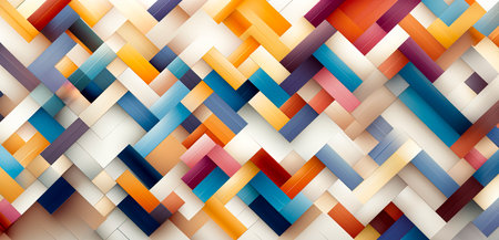 Vibrant geometric shapes blend to form a dynamic wallpaper background created with Generative AI technologyの素材
