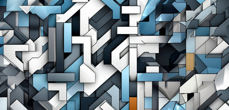 Vibrant geometric patterns in futuristic polygons, ideal for cutting-edge design, created with Generative AI technologyの素材