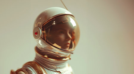 Astronaut's Mars Helmet Close-up: Detailed Space Suit Reflection, Captured in Stunning Detail created with Generative AI technologyの素材