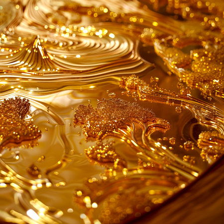 Golden Elegance Shimmering Gold Plate Backgrounds for Restaurant Websites created with Generative AI technologyの素材