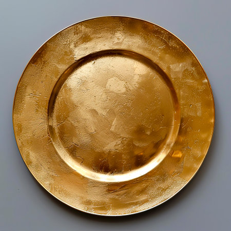 Gleaming Golden Platter A Luxurious Touch for Restaurant Website Backgrounds created with Generative AI technologyの素材