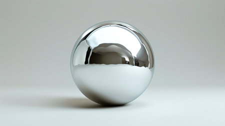 Shiny sphere on pale gray backdrop created with Generative AI technologyの素材