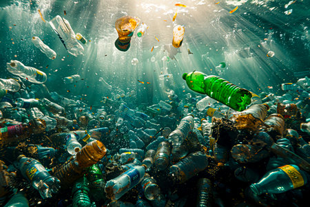 Plastic Peril The Deep Sea Crisis of Ocean Pollution created with Generative AI technologyの素材