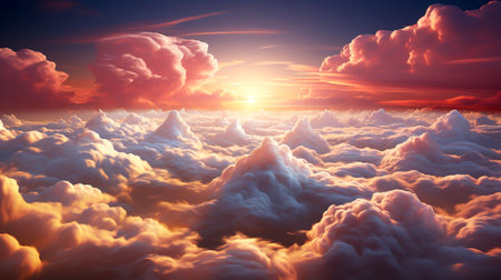 Apocalyptic Skies: A Surreal Fantasy of Orange and Purple Clouds created with Generative AI technologyの素材