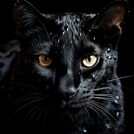 Abyssinian Cat with Striped Fur and Sparkling Eyes on Blurred African Savannah Background created with Generative AI technologyの素材