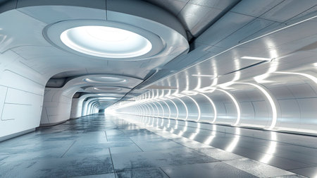 Halo Kaleidoscope Subway Station: Parametric Modular Architecture with Minimalist Design created with Generative AI technologyの素材