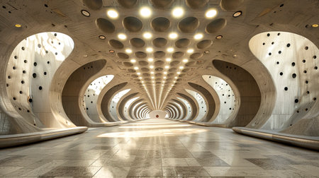 Futuristic Subway Station Design with Parametric Style Architecture and Kaleidoscope Concept, created with Generative AI technology.の素材