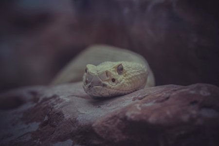 Snowy serpent gaze: Stunning white snake head image collection for content creators and photographersの写真素材