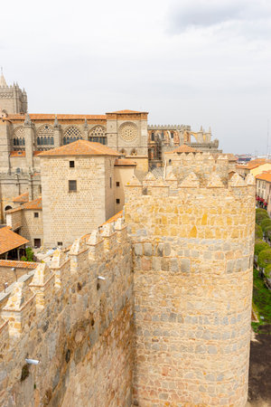Gothic Marvel of Ãvila Cathedral - Views from Medieval Wallsの写真素材