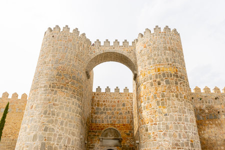 Historic Walls Surrounding the Beautiful City of Avila, Spainの写真素材
