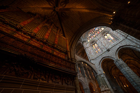 Gothic and Romanesque Elements in Avila Cathedral Interiorの写真素材