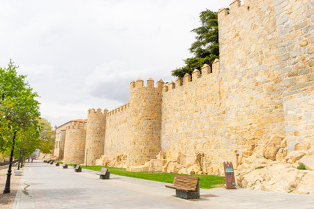Stunning Medieval Walls of Ãvila, Castilla y LeÃ³n, Spainの写真素材