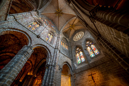 Holy Week Observance Inside Avila Cathedral with Stunning Architectureの写真素材
