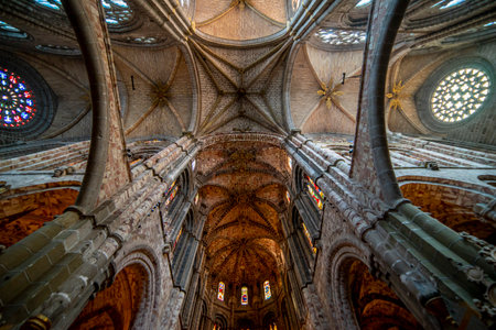 Avila's Cathedral Interior Decorated for Holy Weekの写真素材
