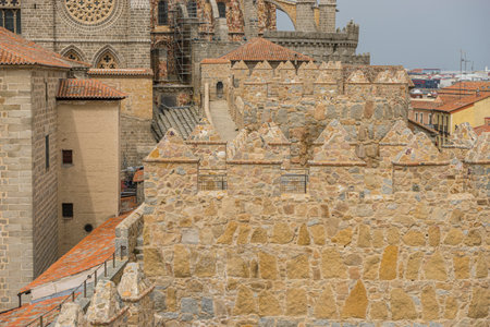 Medieval Fortifications of Avila, Spain - Historic City Wallsの写真素材