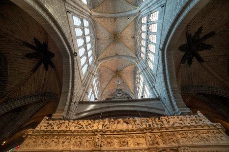 Majestic Interior of the Cathedral in Ãvila, Spainの写真素材