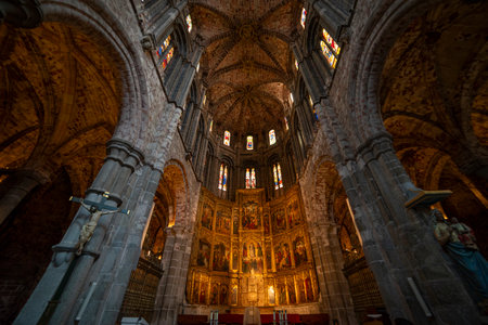 Exploring the Gothic and Romanesque Design of Ãvila Cathedralの写真素材