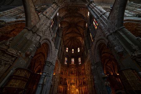 Beautiful Gothic and Romanesque Fusion in Avila Cathedralの写真素材