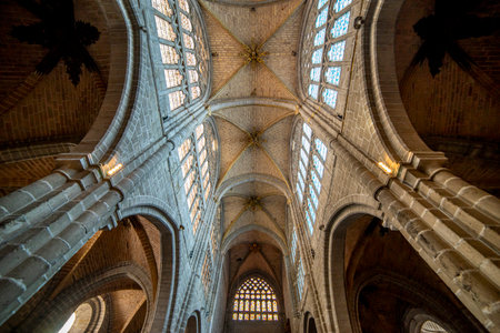 Interior View of Avila Cathedral During Holy Week Celebrationの写真素材