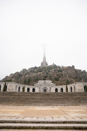 Enigmatic View of the Valley of the Fallen in Mistの写真素材