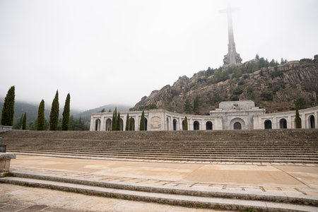 Majestic Valley of the Fallen Shrouded in Mistの写真素材