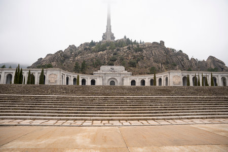 Architectural Majesty of Valle de los CaÃ­dos in Mistの写真素材