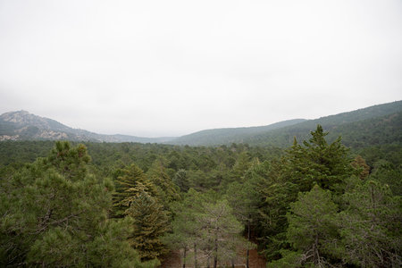 Scenic view of Guadarrama Mountains from Valle de los CaÃ­dos, Spainの写真素材