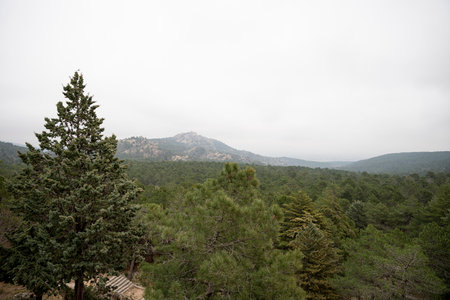 Majestic Guadarrama Mountain Range as Seen from Valle de los CaÃ­dosの写真素材