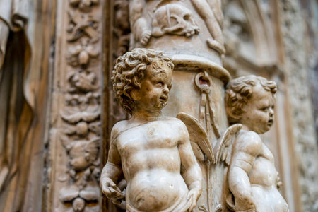 Ornate Religious Sculpture in Ãvila Cathedralの写真素材