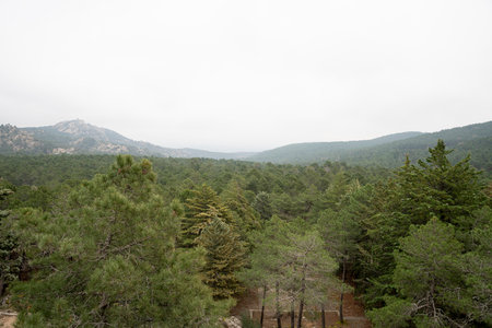 Scenic view of Sierra de Guadarrama from Valle de los CaÃ­dos, Spainの写真素材
