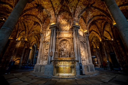 Holy Week Interior of Avila Cathedral Capturing Spanish Celebrationの写真素材
