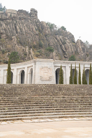 Iconic Valley of the Fallen amidst Misty Mountainsの写真素材