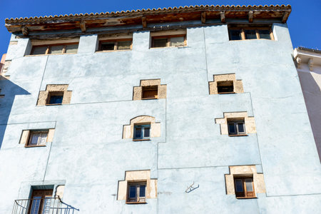 Stunning Blue Building in Cuenca's Architectural Landscapeの写真素材