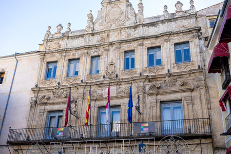 Stunning Cathedral and Hanging Houses in Cuenca, Spainの写真素材