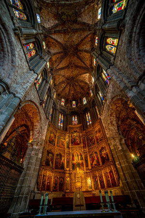 Celebrating Holy Week at Avila's Historic Cathedralの写真素材