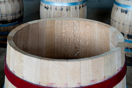 Artistic Close-up of Wine Barrel within a Cozy Cellar