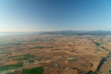 Picturesque Vineyards and Fields Viewed from a Hot Air Balloon in La Rioja