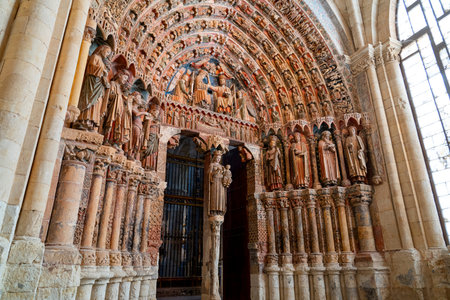 The stunning interior of Colegiata de Santa Maria la Mayor de Toro features elaborate sculptures and...