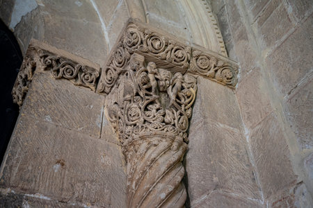 Ornate Stone Carving in Historic Architectureの写真素材