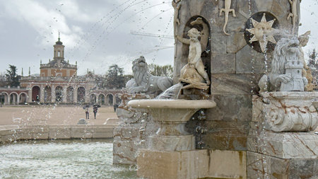 Fountain at Aranjuez, Spain with Marble Sculpturesの写真素材
