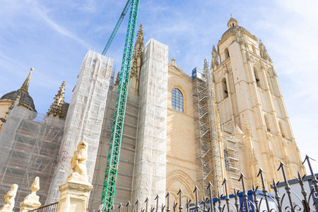 Segovia Cathedral Under Renovation in Spainの写真素材