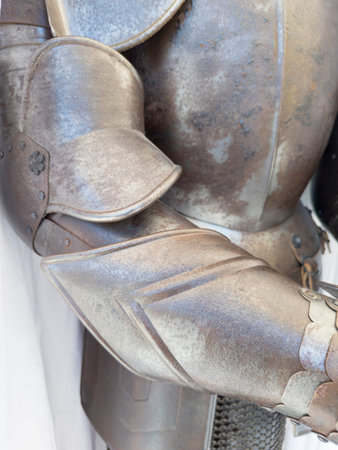 Close-up of metallic armor with intricate details., shinyの写真素材