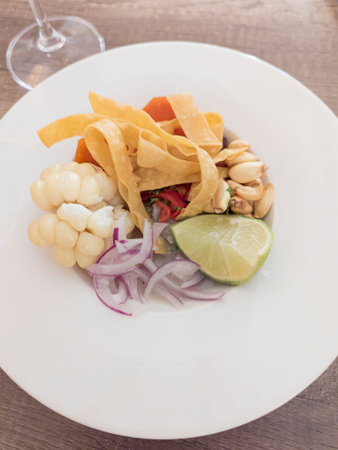 A plate with various colorful food items., limeの写真素材