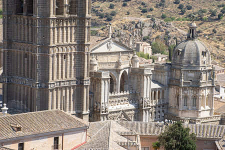Historic buildings in a scenic landscape view.. City of Toledo, Spain, architectureの写真素材