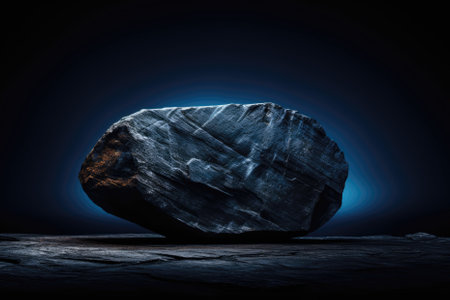 Stone on the dark background. 3D rendering. Computer digital drawing.の素材