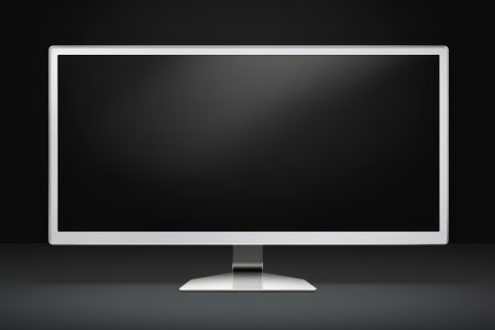 Computer monitor with blank screen on black background. 3D Renderingの素材