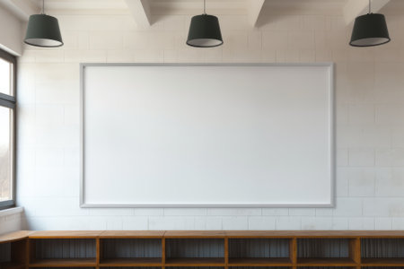Blank white poster on the wall in the room. 3d renderingの素材