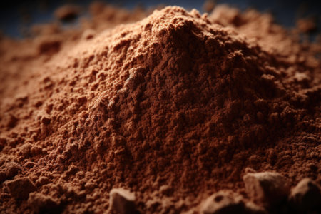 Cocoa powder on a dark background. Selective focus. Shallow depth of fieldの素材