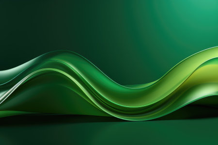 Abstract green wavy background. 3d rendering, 3d illustration.の素材